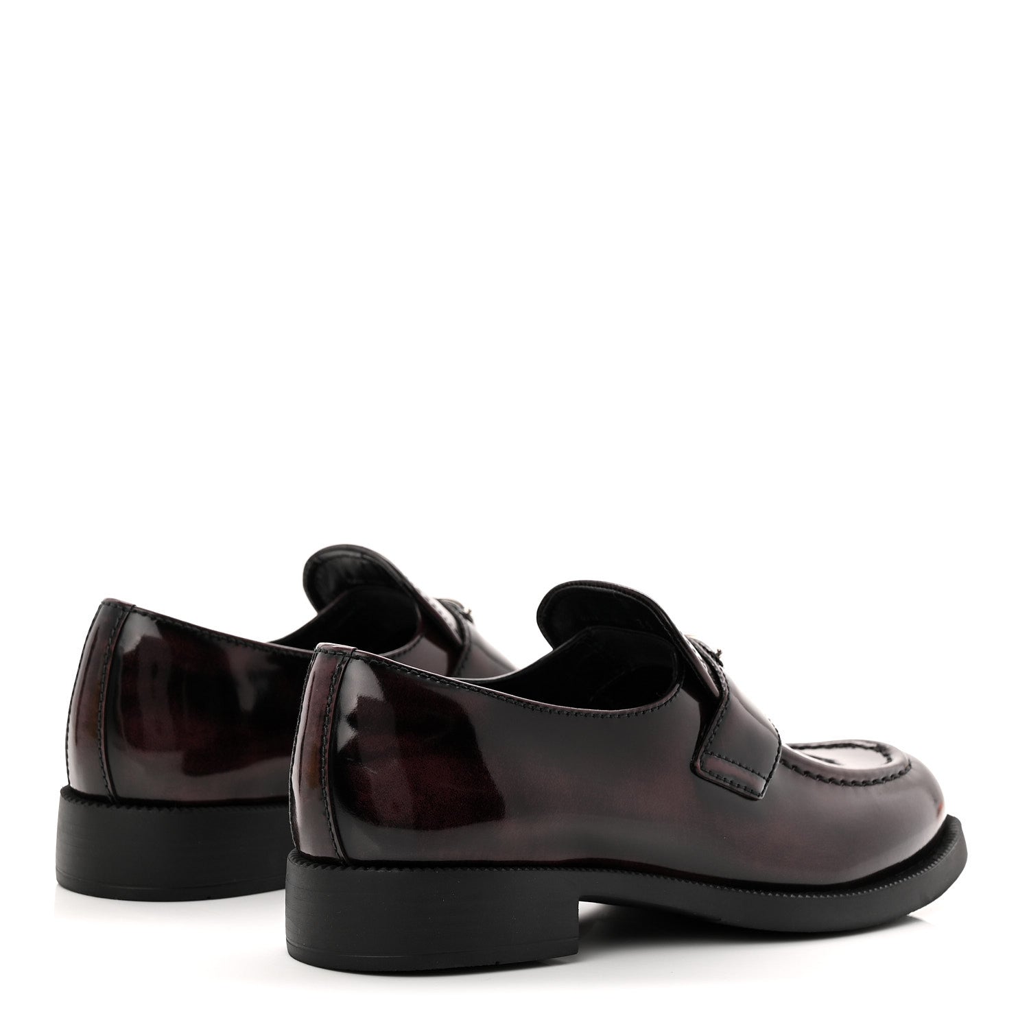 Prada Spazzolato Metal Triangle Logo 50mm Loafers 39 Cordovan 5 of 10