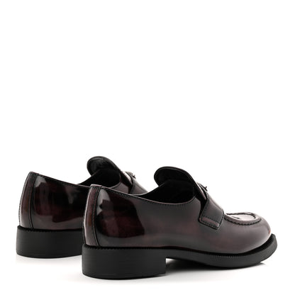 Prada Spazzolato Metal Triangle Logo 50mm Loafers 39 Cordovan 5 of 10