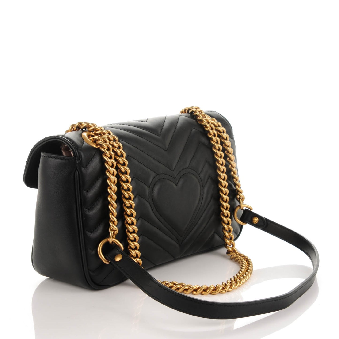Calfskin Matelasse Small GG Marmont Shoulder Bag Black