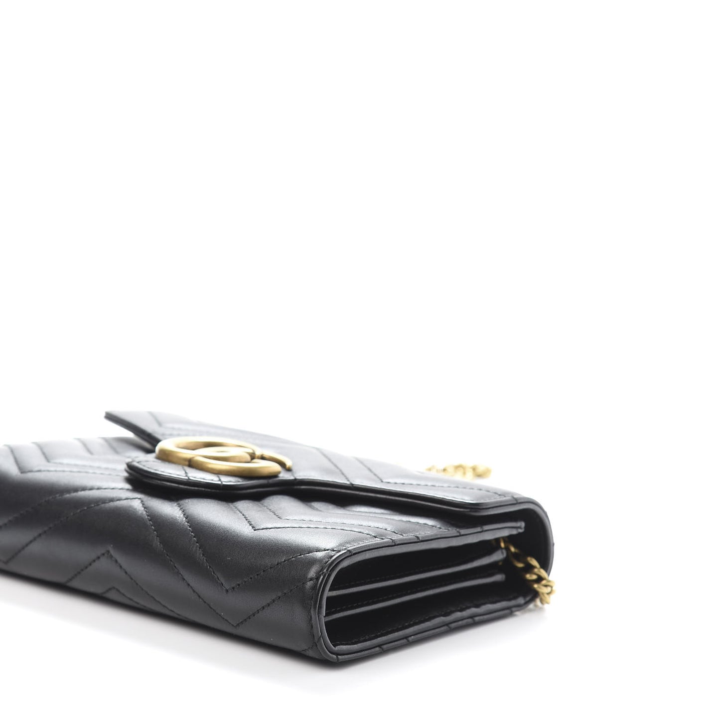 Calfskin Matelasse GG Marmont Chain Wallet Black