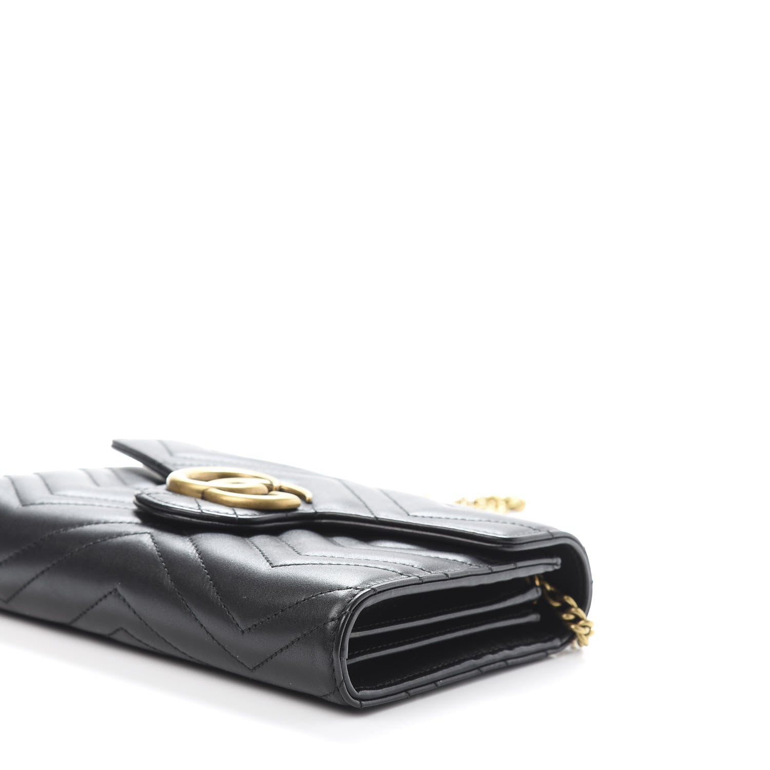 Gucci Calfskin Matelasse GG Marmont Chain Wallet Black 7 of 12