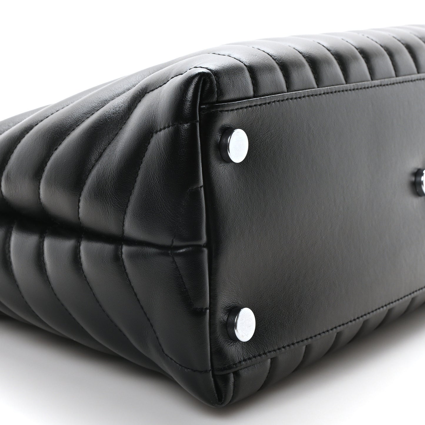 Calfskin Y Quilted Monogram Large Loulou Shopper Black