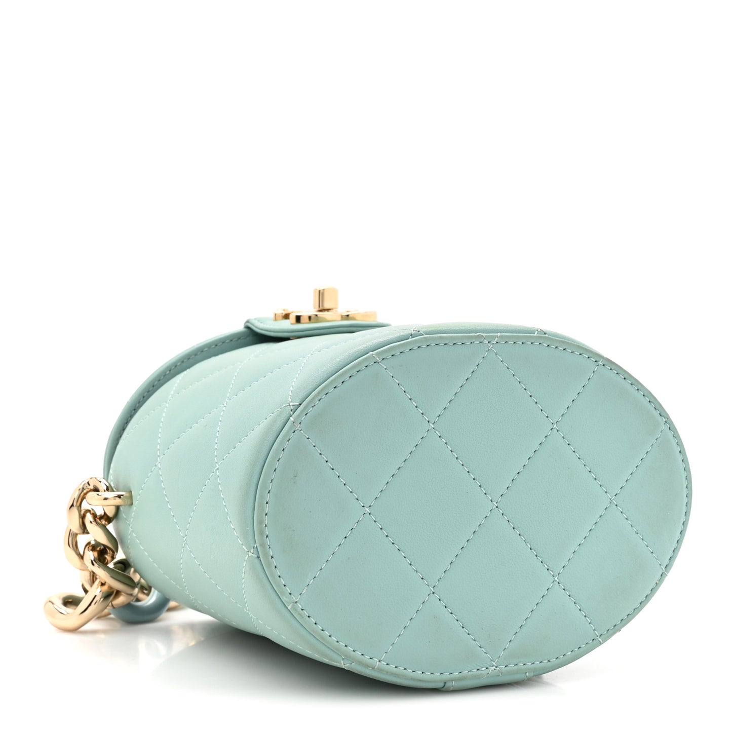 Lambskin Resin Elegant Chain Vanity Case Light Blue