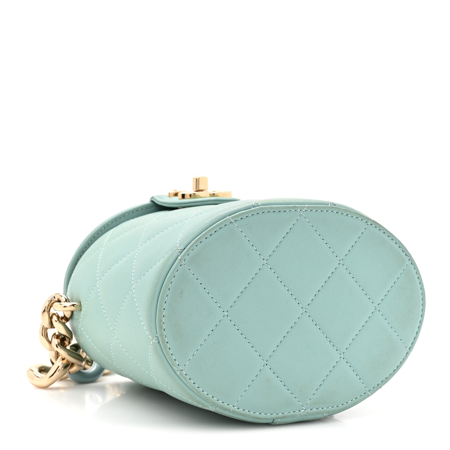 Chanel Lambskin Resin Elegant Chain Vanity Case Light Blue 4 of 14