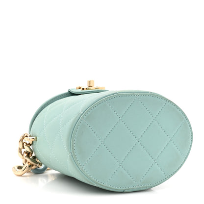 Chanel Lambskin Resin Elegant Chain Vanity Case Light Blue 4 of 14