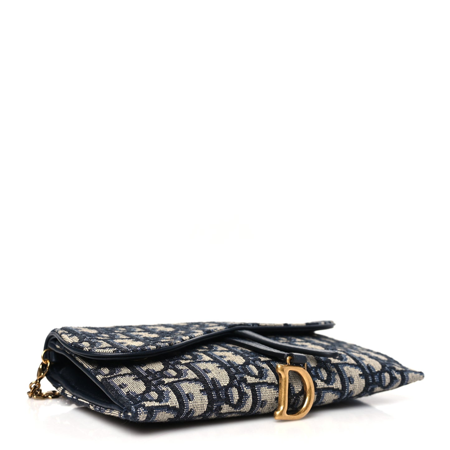 Oblique Saddle Chain Long Wallet Blue