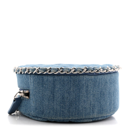 Chanel Denim Quilted Round Clutch With Chain Blue 5 of 11
