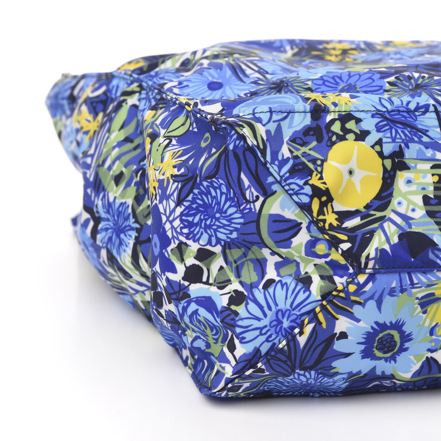 Prada Tessuto Nylon Saffiano Floral Print Tote Bluette Dis Primule 8 of 10