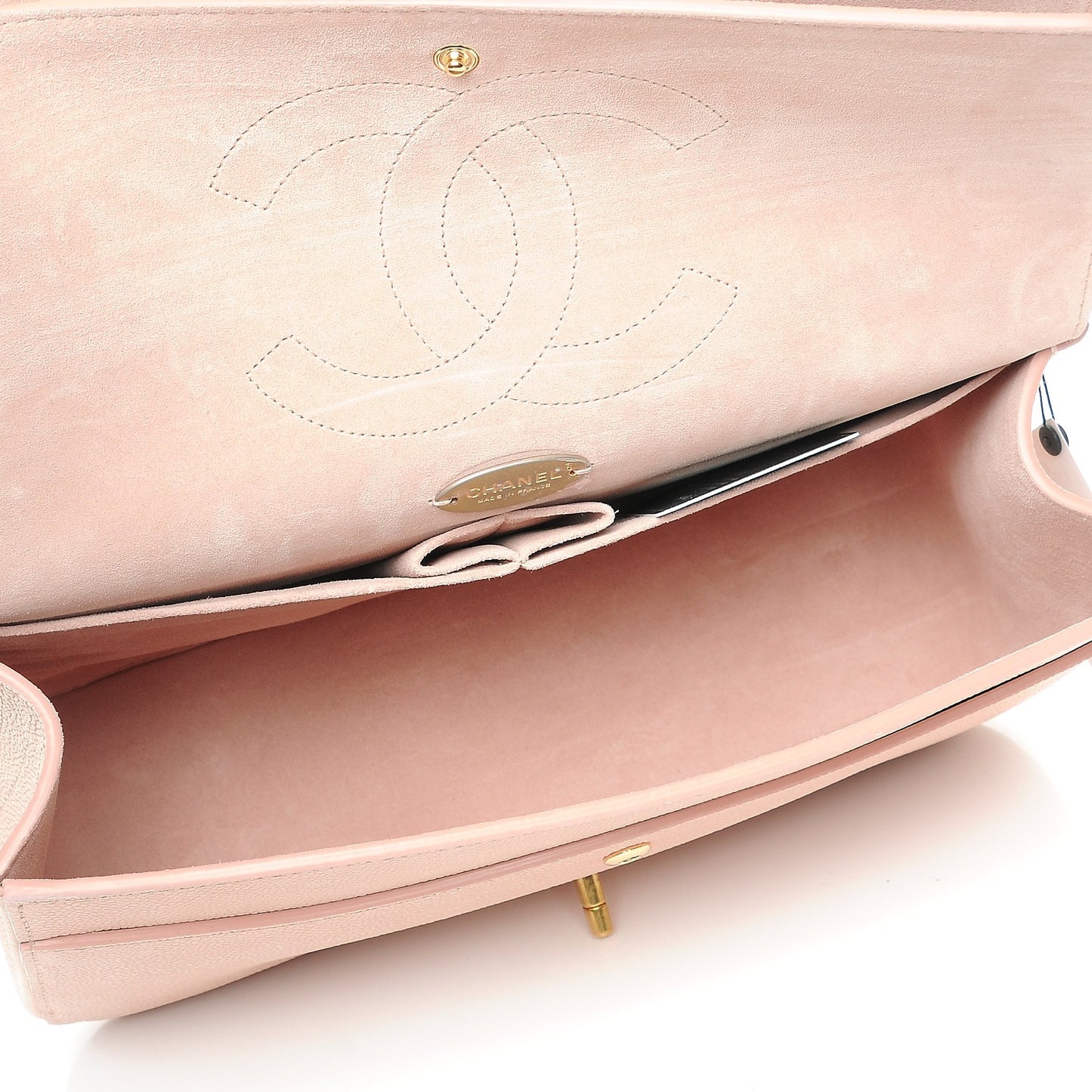 Grained Calfskin Jumbo Classic Pure Double Flap Nude
