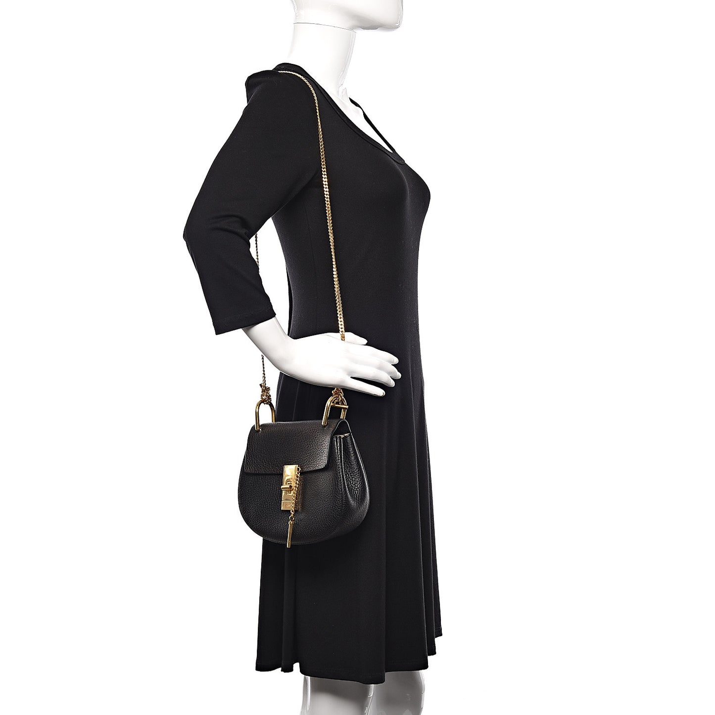Grained Lambskin Mini Drew Shoulder Bag Black