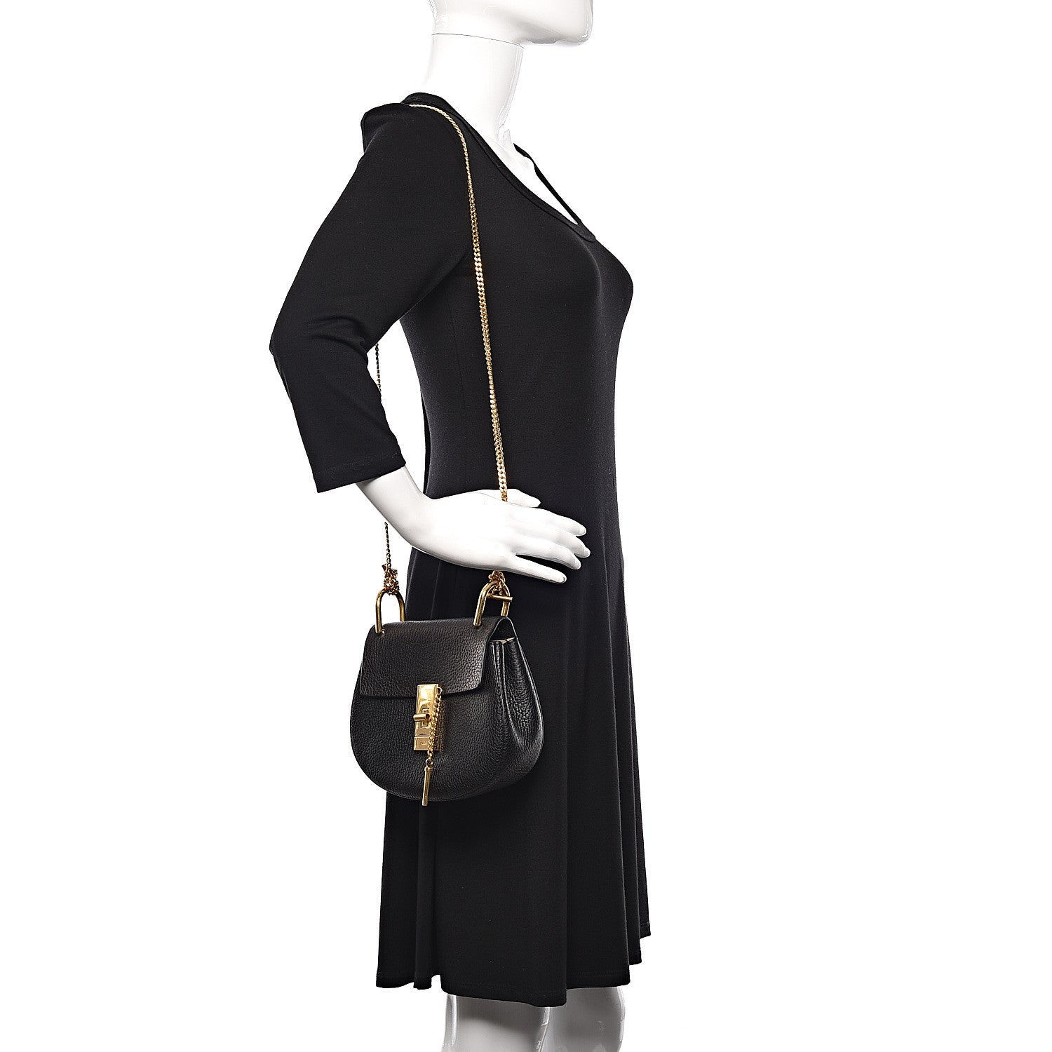 Chloe Grained Lambskin Mini Drew Shoulder Bag Black 2 of 9
