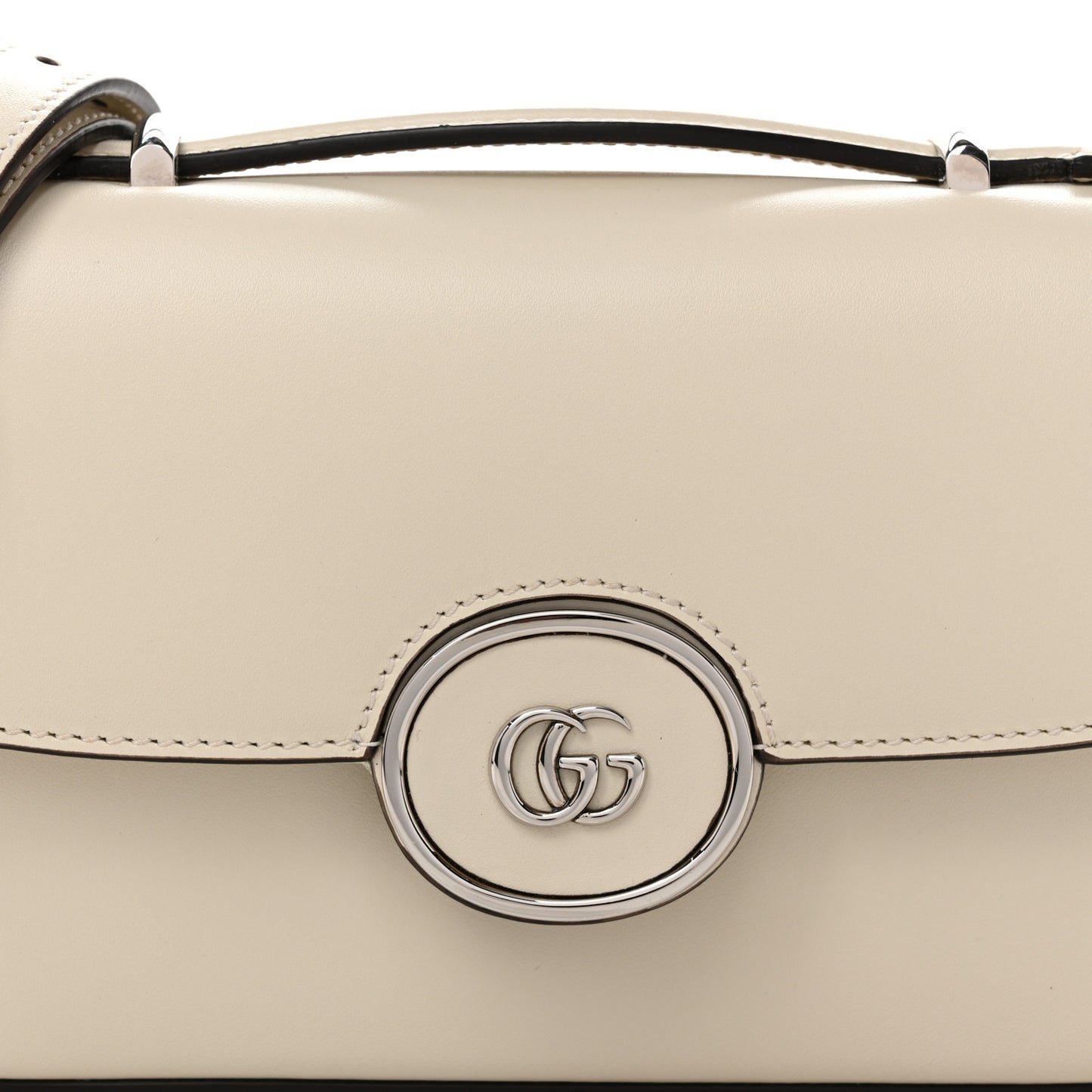 Senna Calfskin Petite GG Top Handle Shoulder Bag Mystic White