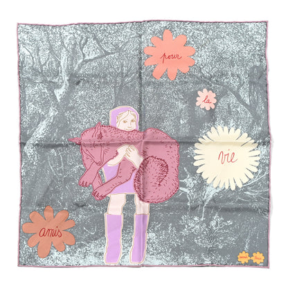 Hermes Silk Twill Amis Pour La Vie Scarf 45 Vert De Gris Parme 1 of 4