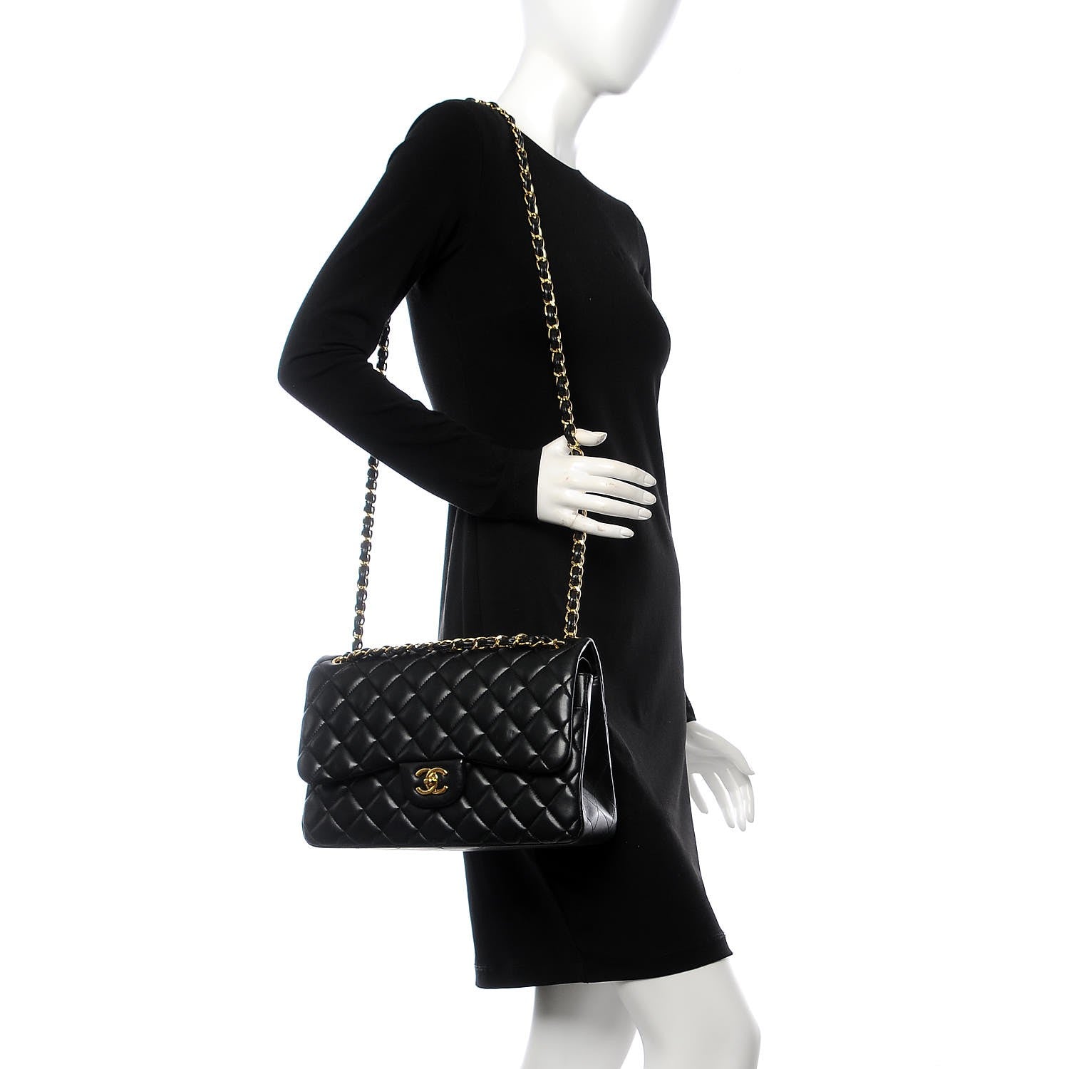 Chanel Lambskin Quilted Jumbo Double Flap Black 2 of 13