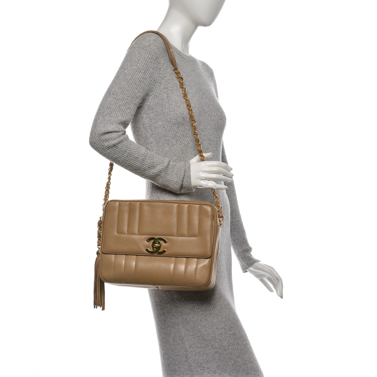 Chanel Lambskin Vertical Quilted Flap Camera Case Beige 13 of 22