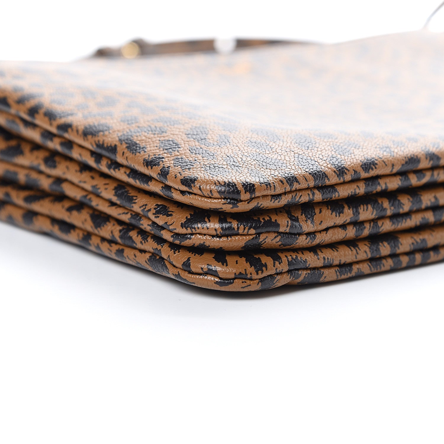 Celine Goatskin Leopard Printed Small Trio Crossbody Bag Brown Black 10 of 12