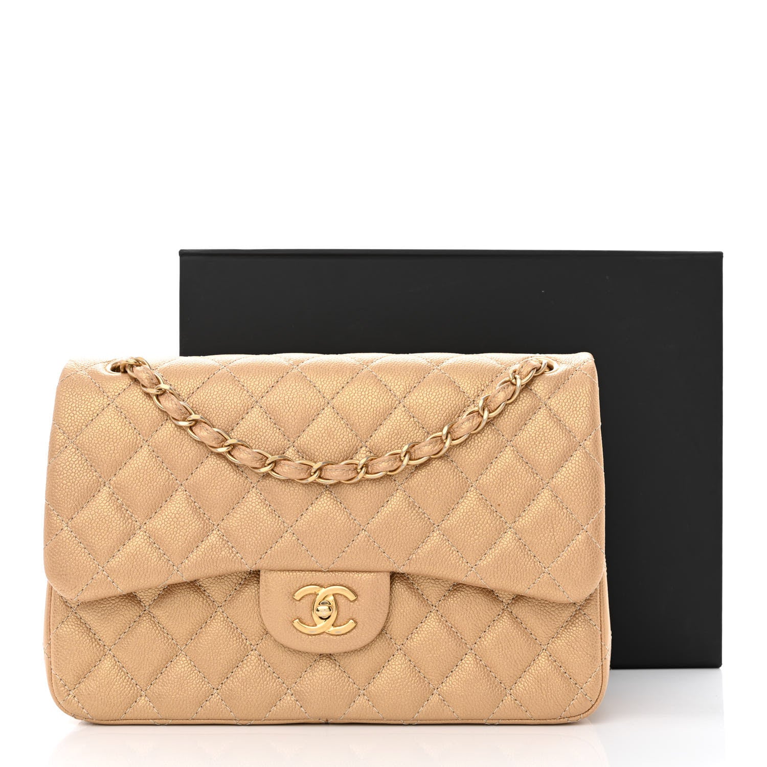 Chanel Pearly Caviar Quilted Jumbo Double Flap Gold 14 of 14