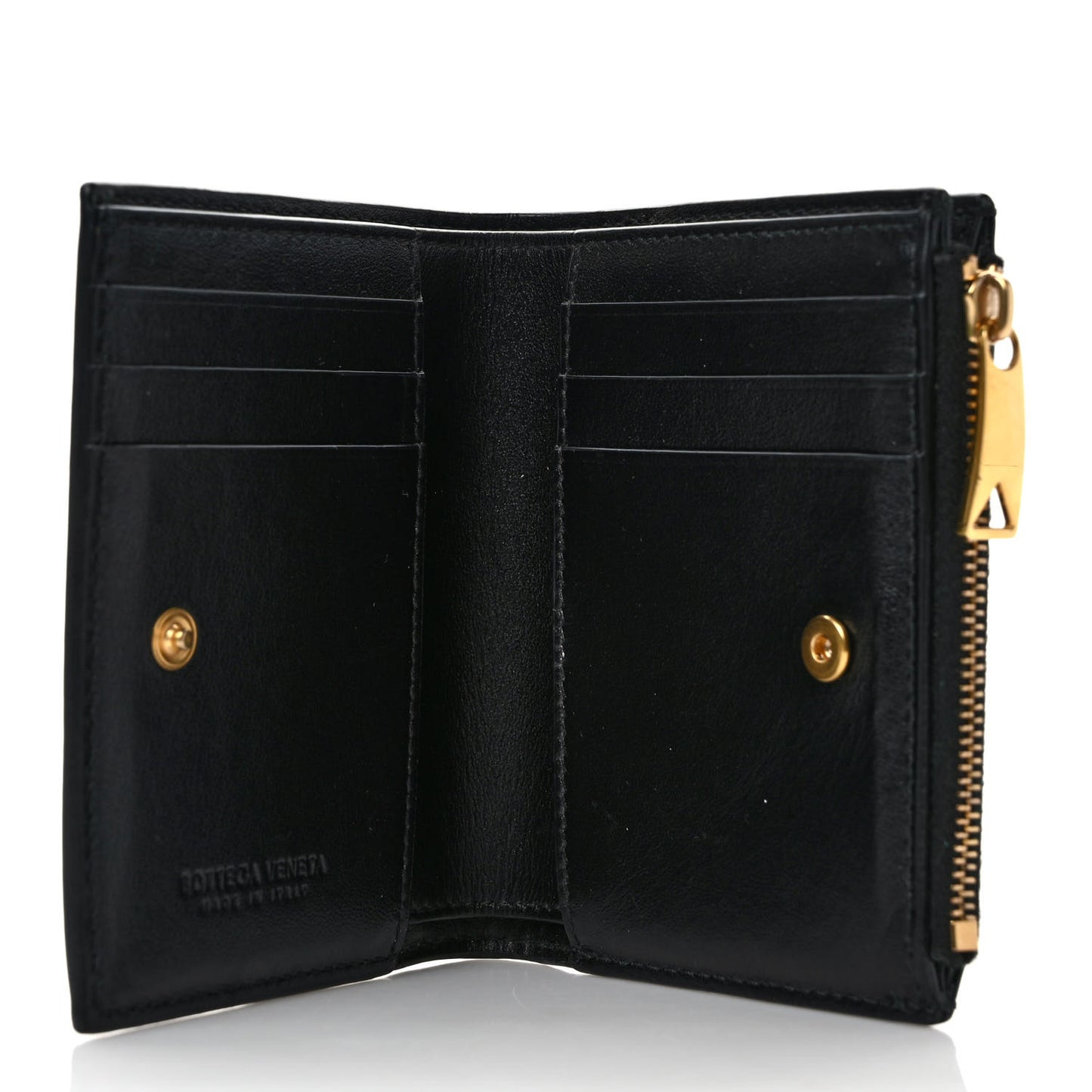 Nappa Maxi Intrecciato Small Bi-Fold Zip Wallet Black