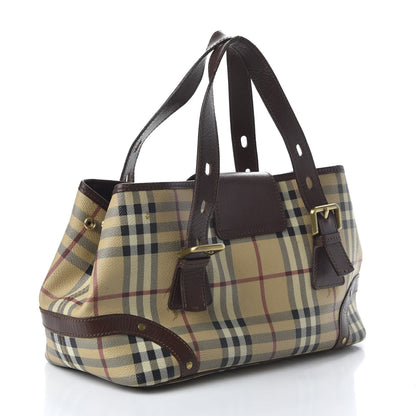 Burberry Haymarket Check Buckle Satchel Chocolate 3 of 10