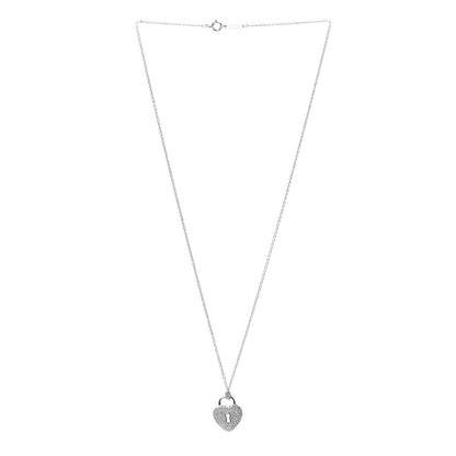 Tiffany 18K White Gold Platinum Diamond Medium Heart Lock Pendant Necklace 3 of 5