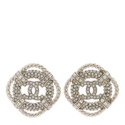 Chanel Crystal CC Lifesaver Earrings Silver 1 of 5