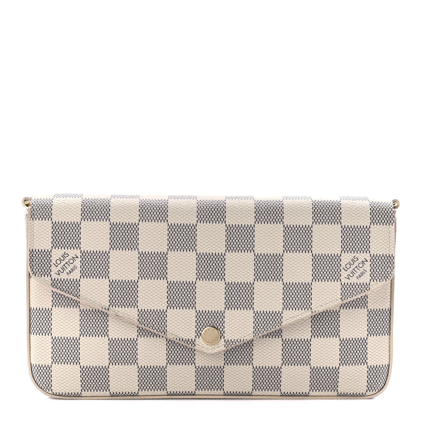 Damier Azur Pochette Felicie Chain Wallet Rose Ballerine