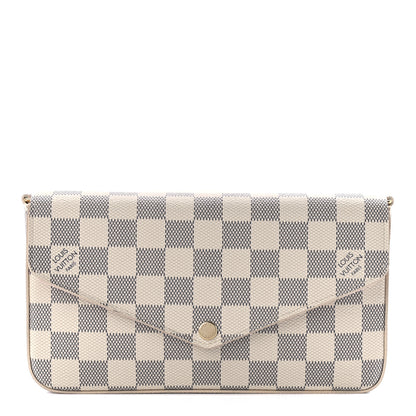 Louis Vuitton Damier Azur Pochette Felicie Chain Wallet Rose Ballerine 3 of 12