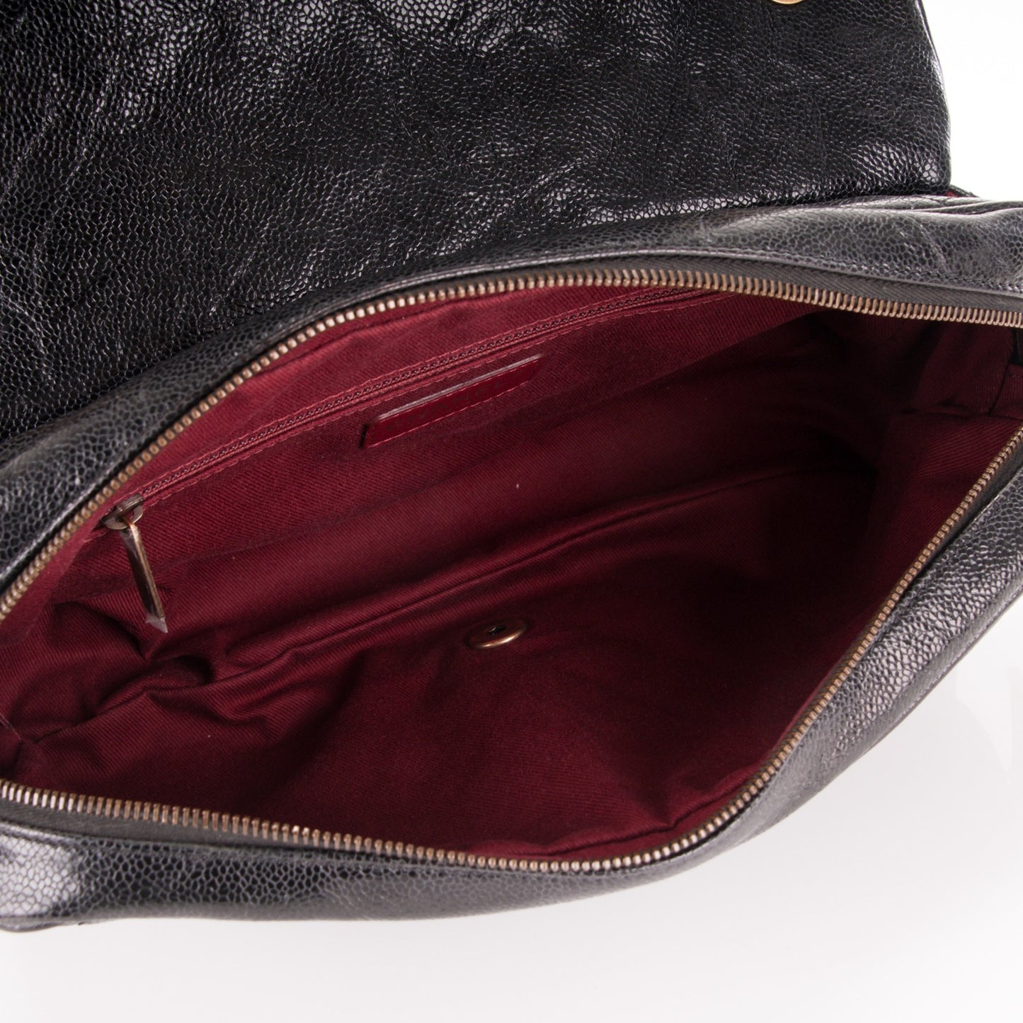 Crumpled Grained Calfskin Quilted Large Shiva Flap Black