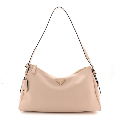 Prada Soft Calfskin Large Aimée Shoulder Bag Travertine 1 of 11