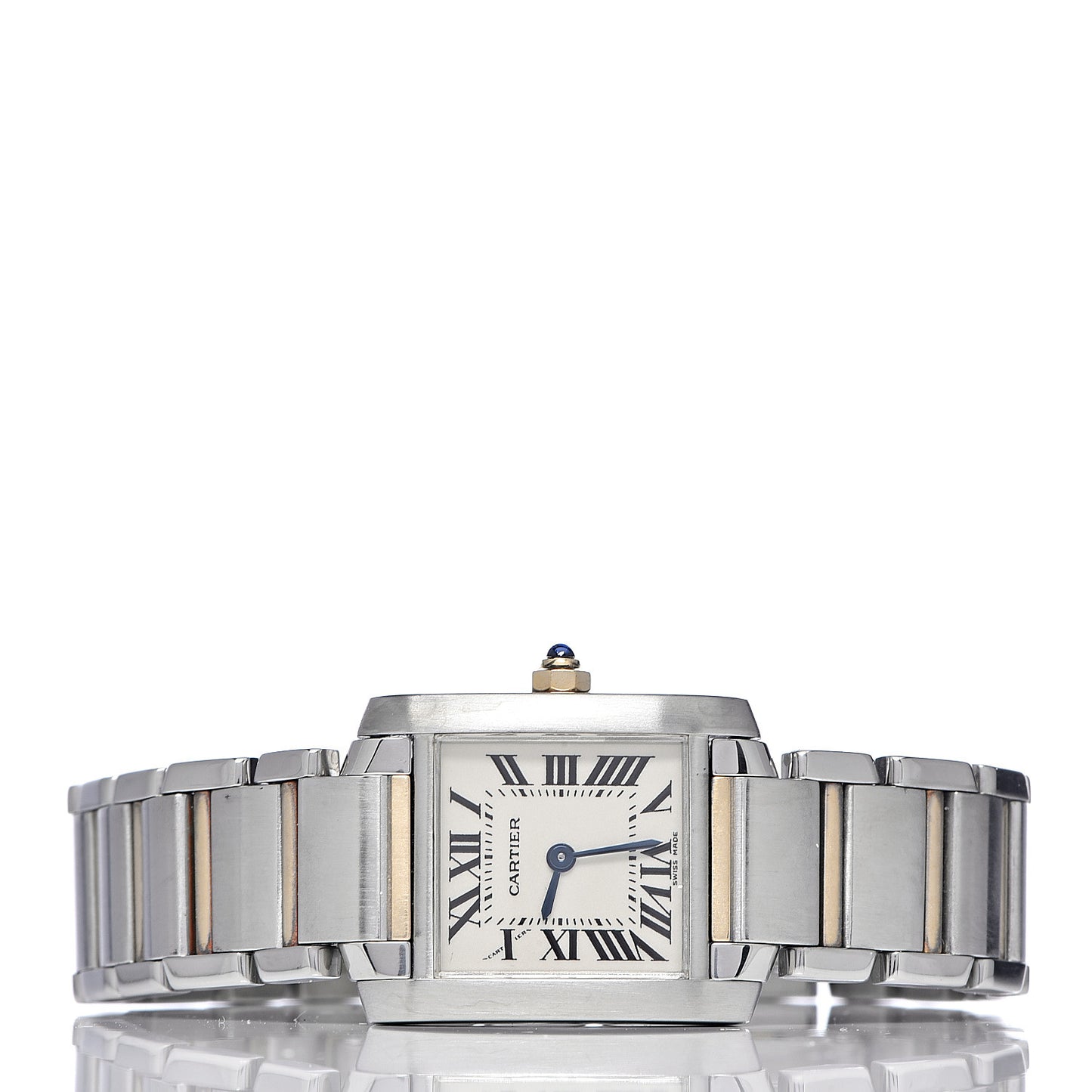 Stainless Steel 18K Yellow Gold 20mm Tank Francaise Quartz Watch