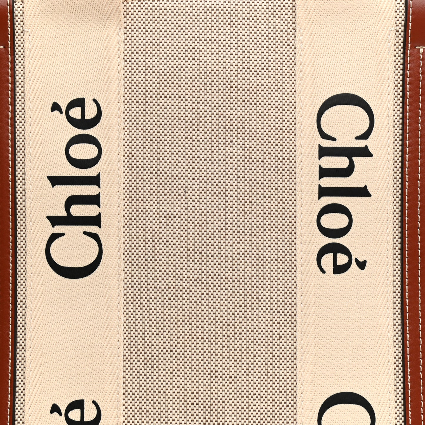 Cotton Calfskin Large Woody Ribbon Tote White Brown
