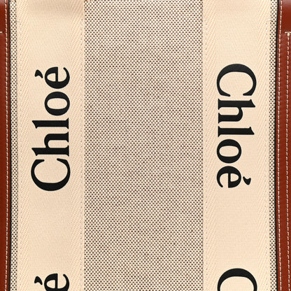 Chloe Cotton Calfskin Large Woody Ribbon Tote White Brown 15 of 15
