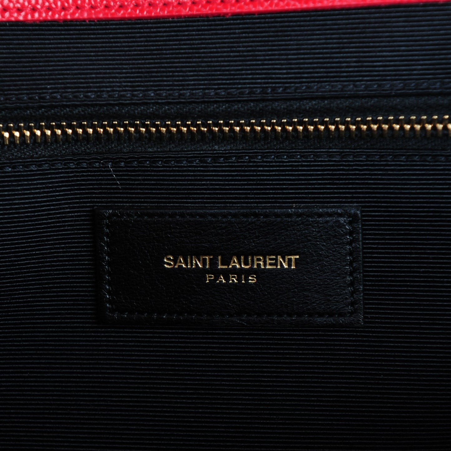 Grain De Poudre Matelasse Chevron Large Monogram Satchel Lipstick Red