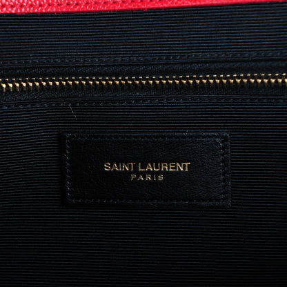 Saint Laurent Grain De Poudre Matelasse Chevron Large Monogram Satchel Lipstick Red 7 of 8
