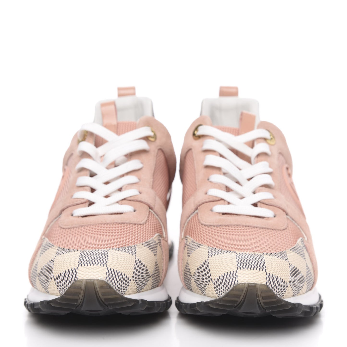 Suede Damier Azur Run Away Sneakers 38 Pink