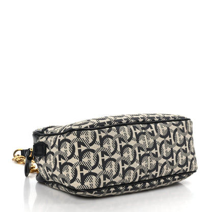Salvatore Ferragamo Canvas Calfskin Gancini Camera Bag Black Beige 4 of 8
