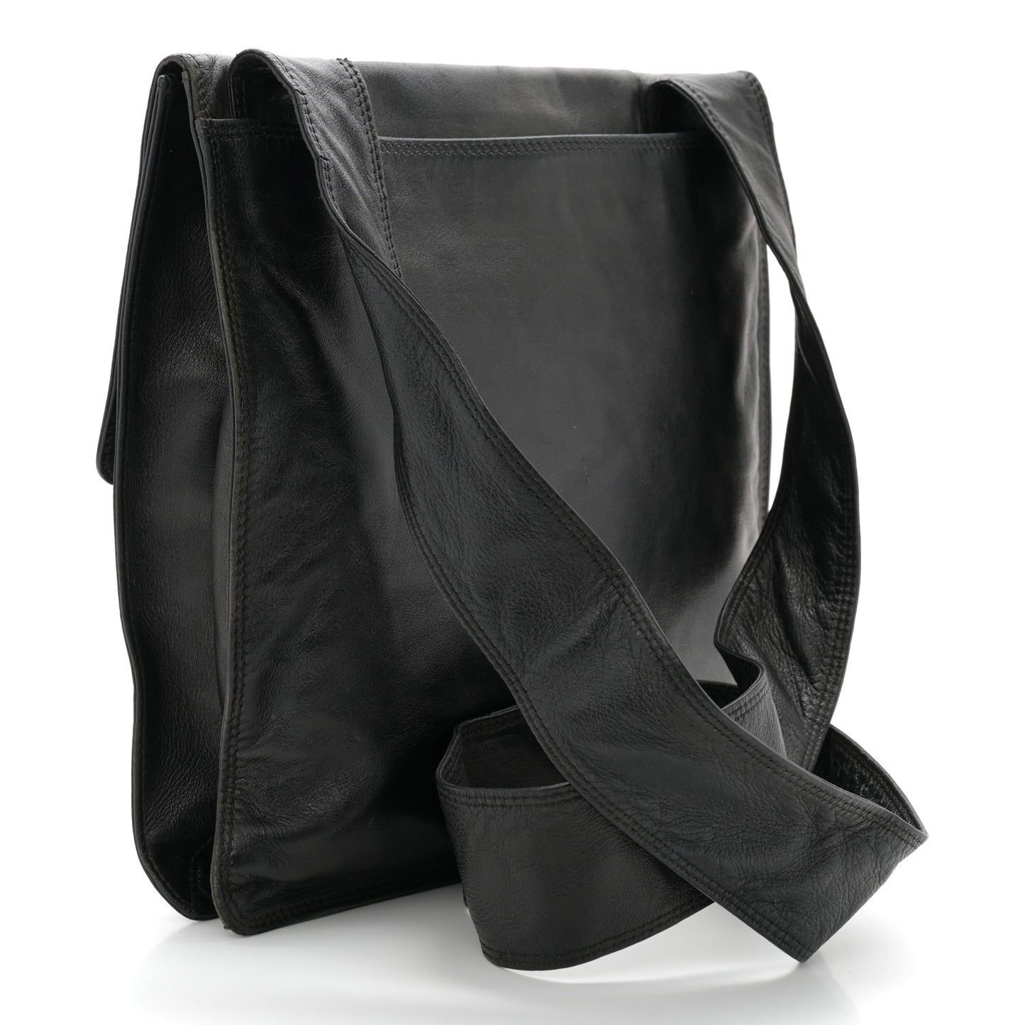 Lambskin Logo Messenger Dark Brown