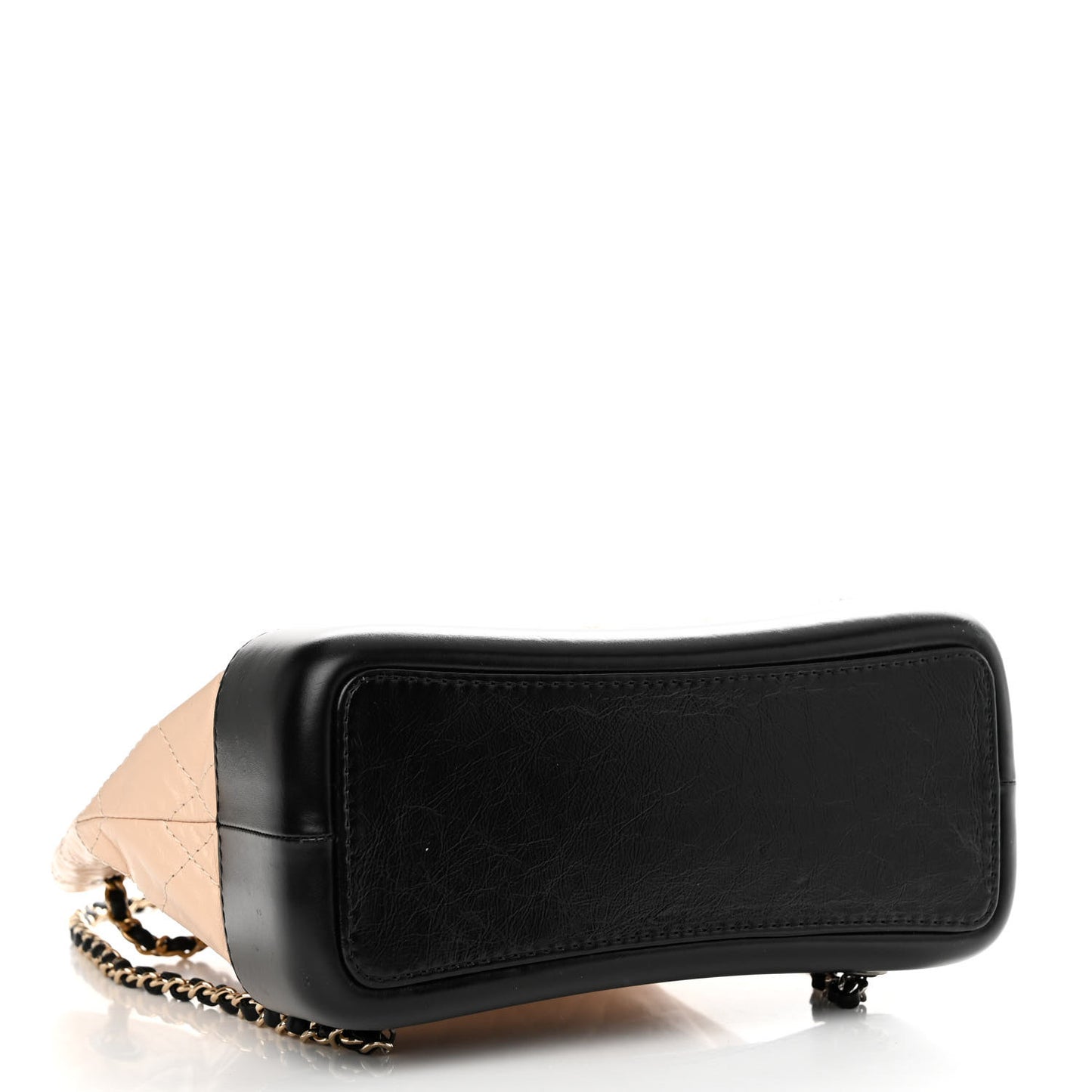 Aged Calfskin Quilted Small Gabrielle Backpack Beige Black