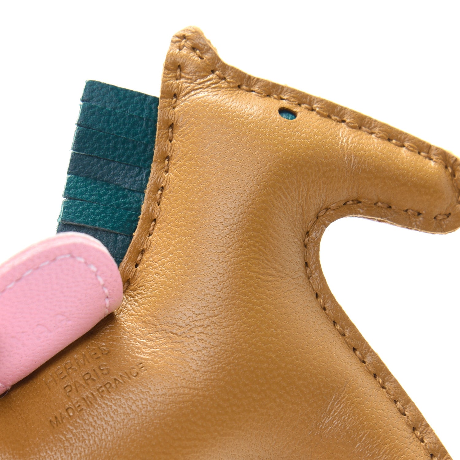 Hermes Milo Lambskin Grigri Rodeo Horse Bag Charm PM Sesame Malachite Rose Sakura 3 of 5