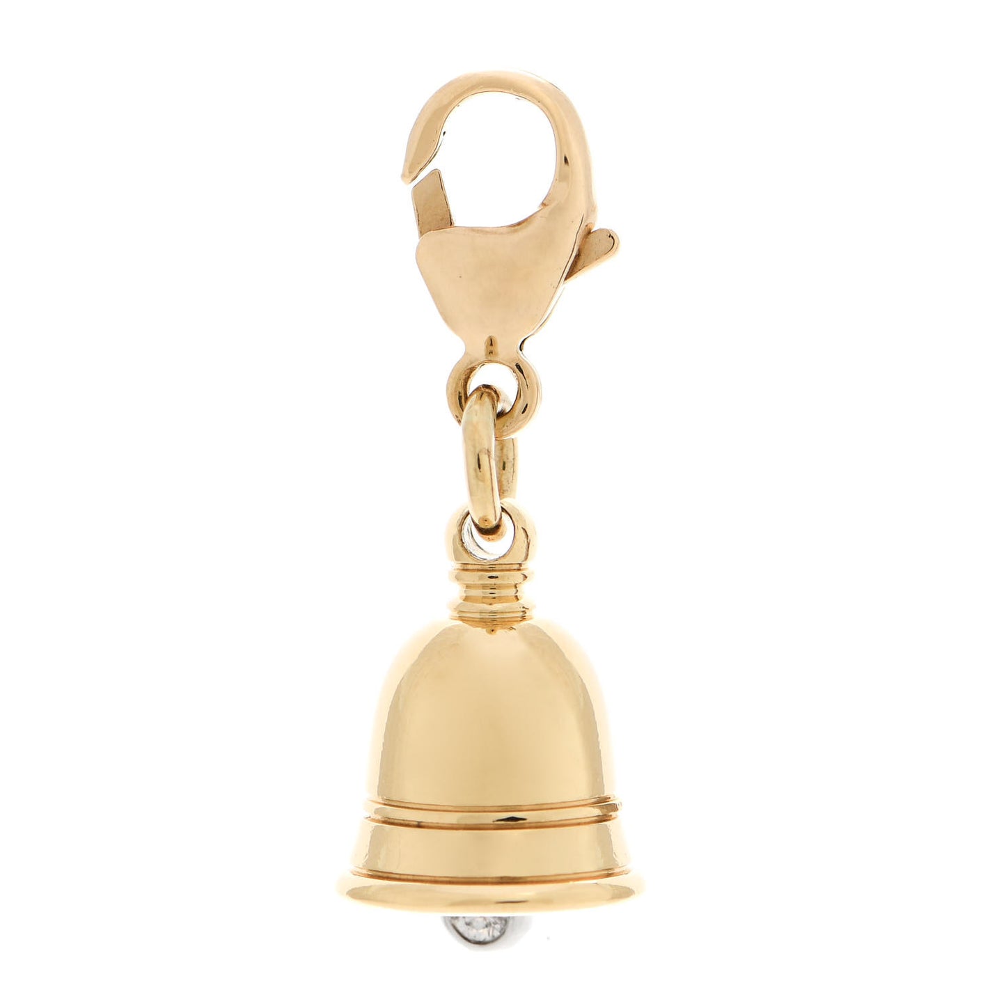18K Yellow Gold Platinum Diamond Bell Charm