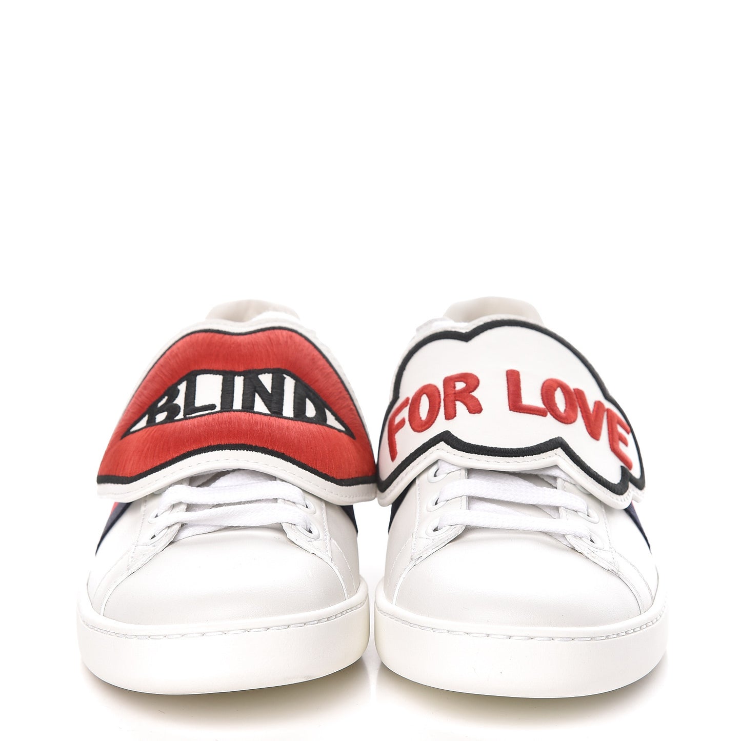 Calfskin Ayers Blind For Love Embroidered Womens Ace Sneakers 35.5 White