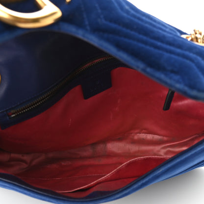 Gucci Velvet Matelasse Medium GG Marmont Shoulder Bag Cobalt Blue 5 of 14