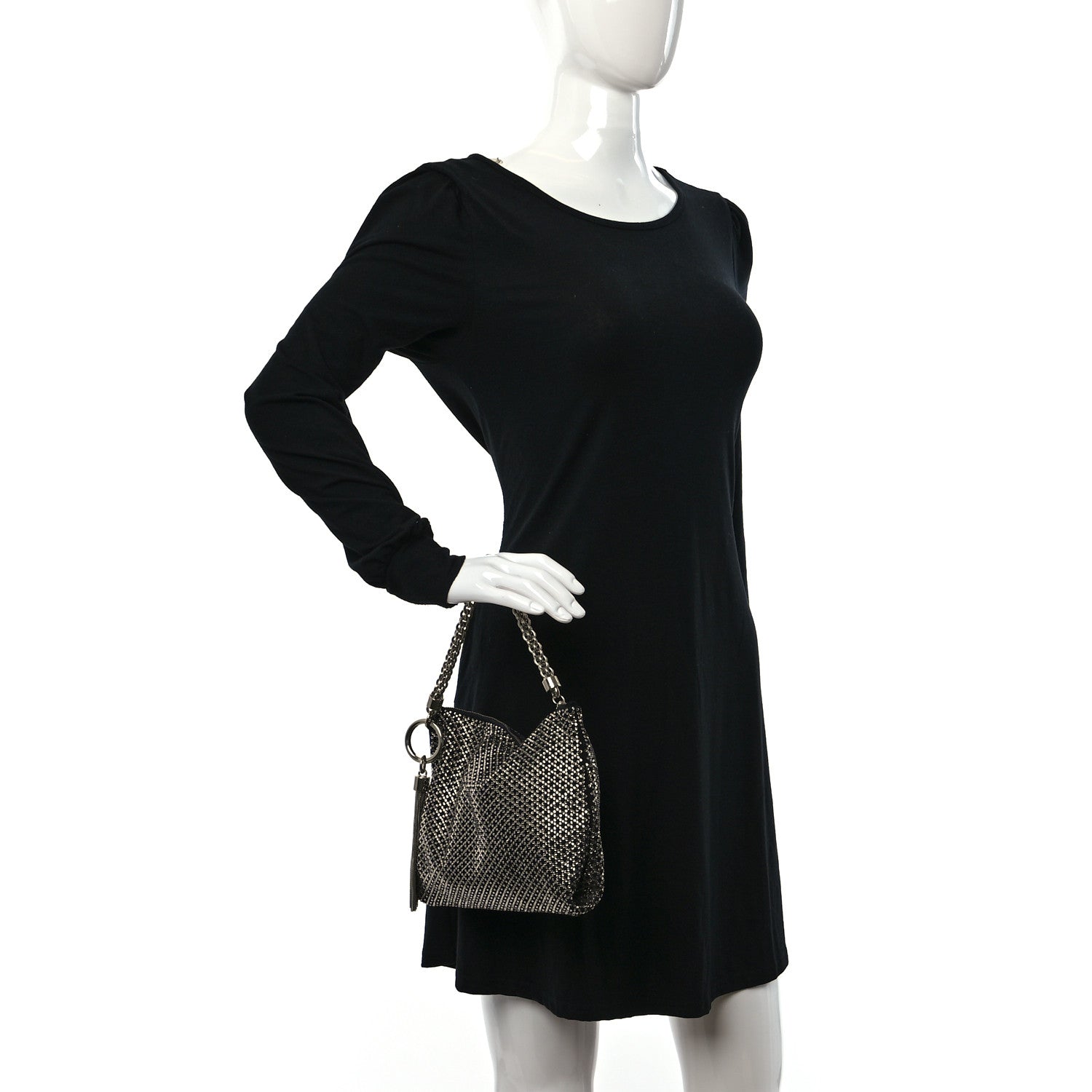 Jimmy Choo Suede Crystal Callie Tassel Shoulder Bag Silver 3 of 10