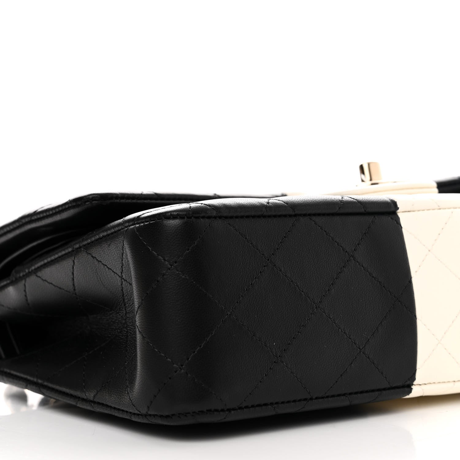 Chanel Lambskin Quilted Medium Double Flap Black White 9 of 11