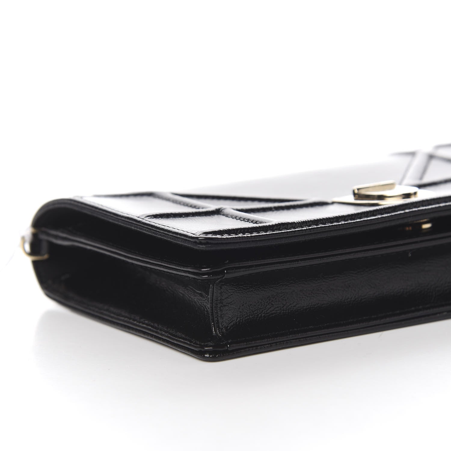 Christian Dior Patent Diorama Wallet on Chain Pouch Black 7 of 11