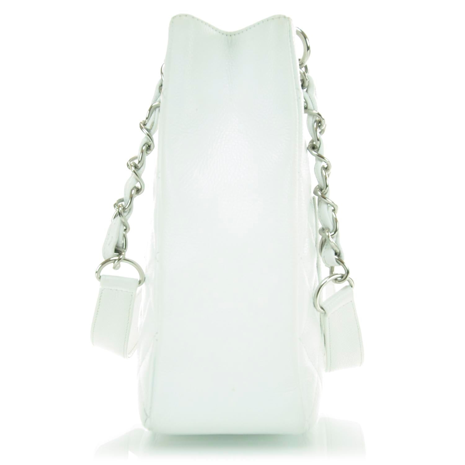Chanel Caviar Petit Shopping Tote PST White 4 of 11