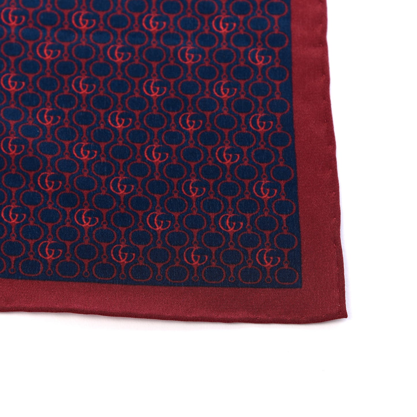 Silk GG Print Scarf Blue Red