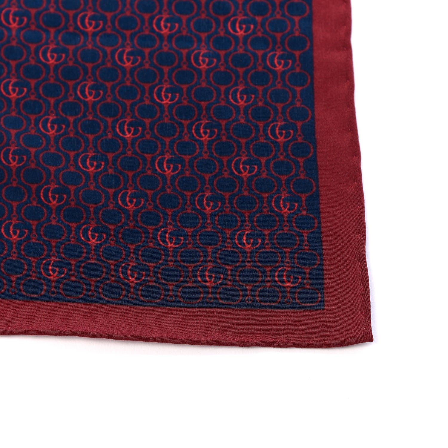 Gucci Silk GG Print Scarf Blue Red 4 of 4