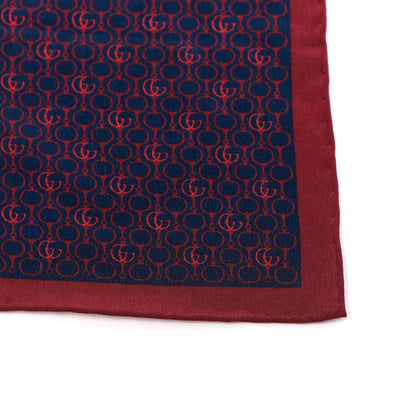 Gucci Silk GG Print Scarf Blue Red 4 of 4