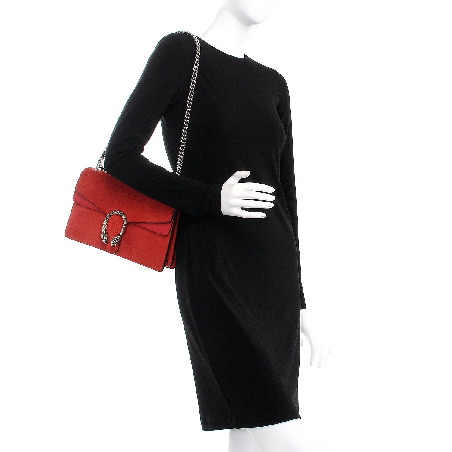 Gucci Suede Vitello Velvet Small Dionysus Shoulder Bag Vulcanic Red 2 of 11